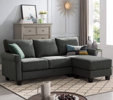 Nolany Reversible Sectional Sofa Couch Perfect For Small Apartment